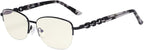 Eyekepper Women Blue Light Filtering Computer Glasses - Half-rim Stylish Reading Eyeglasses - Anti Eye Strain Tired Readers