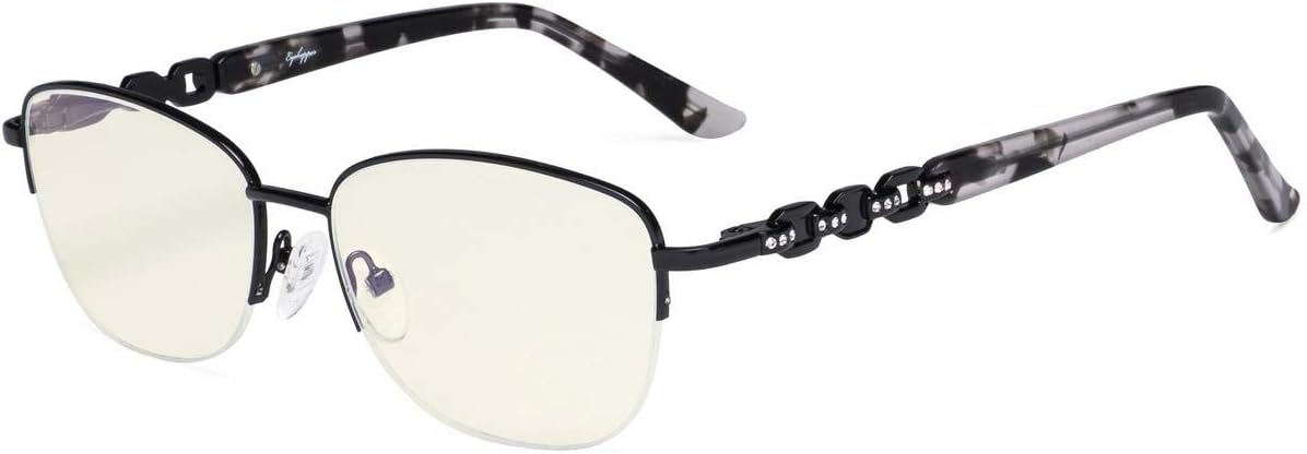 Eyekepper Women Blue Light Filtering Computer Glasses - Half-rim Stylish Reading Eyeglasses - Anti Eye Strain Tired Readers