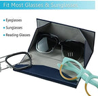 LifeArt 2 Pack Eyeglasses Case Foldable Holder Easy to Carry Matte Leather & Magnet Closure for Reading, School, Office