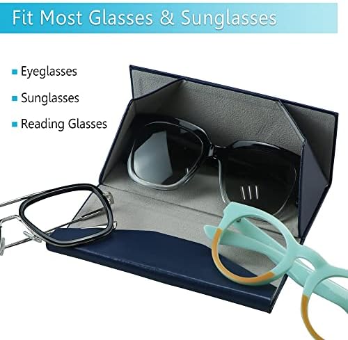 LifeArt 2 Pack Eyeglasses Case Foldable Holder Easy to Carry Matte Leather & Magnet Closure for Reading, School, Office