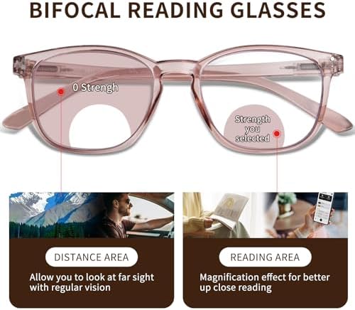 Bifocal Reading Glasses for Women Blue Light Blocking Clear Top Bifocal Computer Readers with Spring Hinges