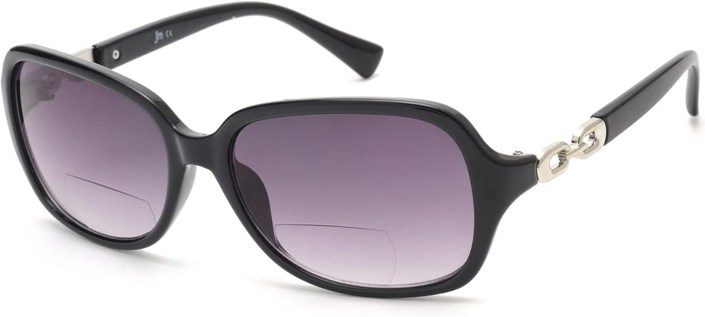 JM Bifocal Reading Sunglasses for Women Vintage Reader Glasses UV Protection Outdoor Black +2.0