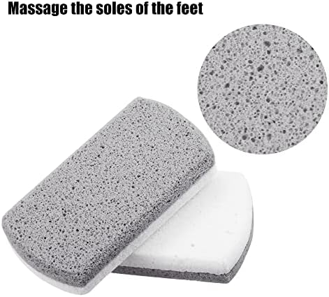 2 Pcs Foot Care Exfoliating Scrub Stone, Double Sided Fine and Coarse Pumice Stone, Foot File, Grey White