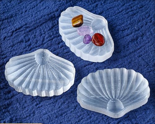 Erliway Natural Selenite Seashell 2.75" Large Selenite Quartz Crystal Seashell Healing Stone Carved Ornaments for Cleansing Protection Reiki Spiritual Healing Home Decor