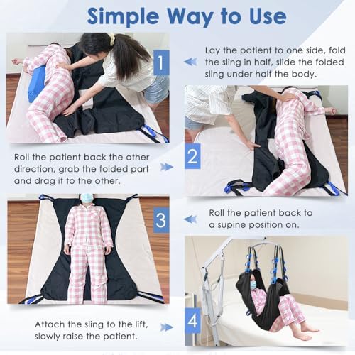 Patient Lift Sling - Full Body Sling for Toileting - Transfer Sling for Elderly and Disabled - Transfer Belt Sit to Stand Patient Lifting & Positioning Devices for Home Use (Large)