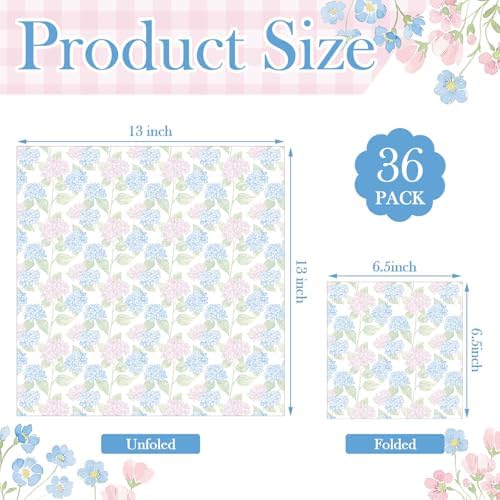 Yexiya 36 Sheet 6 Style Pastel Floral Paper Napkins for Decoupage Scandinavian Decorative Cocktail Napkin for Easter Spring DIY Crafting Furniture Nursery Modern Cottage Home Decor Unfolded 13 x 13 In