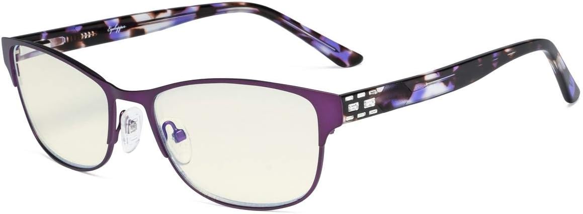 Eyekepper Computer Reading Glasses,Blue Light Filter,Stylish Crystal Readers Women,Purple +0.50