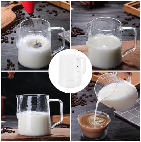 Coffee Milk Frothing Pitcher Glass Measuring Cups Mixing Glass Mug with Handle 500ml for Espresso Steaming Measure Liquid Latte Art Measuring Cup
