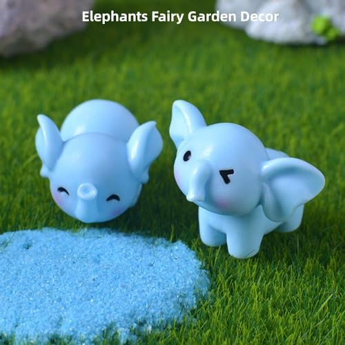 Mini Elephant Figurines, Miniature Elephants Ornament Tiny Animals Wild Elephant Fairy Garden Accessories for Moss Landscape, Potted Plant, DIY Terrarium, Home Decor, Cake Topper, Car Decor, 4 Pieces