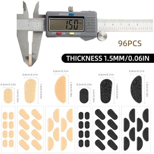 48 Pairs Soft Foam Eyeglass Nose Pads, Self Adhesive Nose Pads for Glasses Non Slip, 1.5MM Thicknesses EVA Anti Slip Nosepads for Eyeglasses Sunglasses Reading Glasses (Black & Skin Colour)