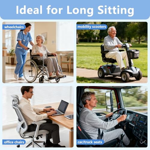 Inflatable Pressure Relief Air Cell Cushion for Wheelchair & Mobility Scooter, Breathable Cooling Seat Cushion for Pain Relief, Anti Bedsores, Long Sitting, Medical & Office Use (18" x 16")