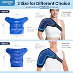 NEWGO Extra Large Shoulder Ice Pack Wrap for Rotator Cuff Cold Therapy, Gel Ice Pack for Injuries Reusable Cold Pack for Shoulder Swelling Discomfort After Surgery, Easy to Wear & Remove, Darck Blue