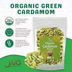 Jiva Organic Green Cardamom Pods Whole - Non-GMO, Premium Quality, Jumbo Size - 7 Ounce Bag