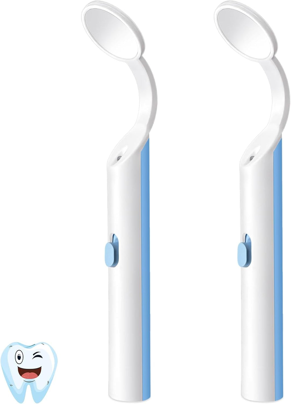 2 Pieces Dental Mirror with Light - LED Lighted Teeth Inspection Mirror, Anti Fog Curve Angle Mouth Mirrors Dentist Oral Assistant Care Tool Accessories (Light Blue)
