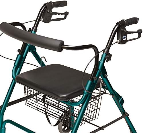 Lumex Walkabout Lite Rollator – Lightweight 14.5 lb. Rolling Walker with Seat for Seniors, Green