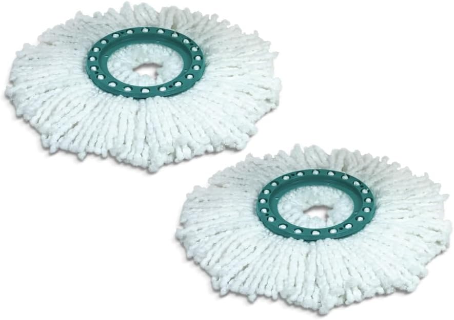 Leifheit Replacement Head Clean Twist Disc Mop, x 2 Pack, High Dirt and Water Absorption with Effective Micro Fibre Cleaning, Microfibre, White, 21 x 17 x 8.5 cm