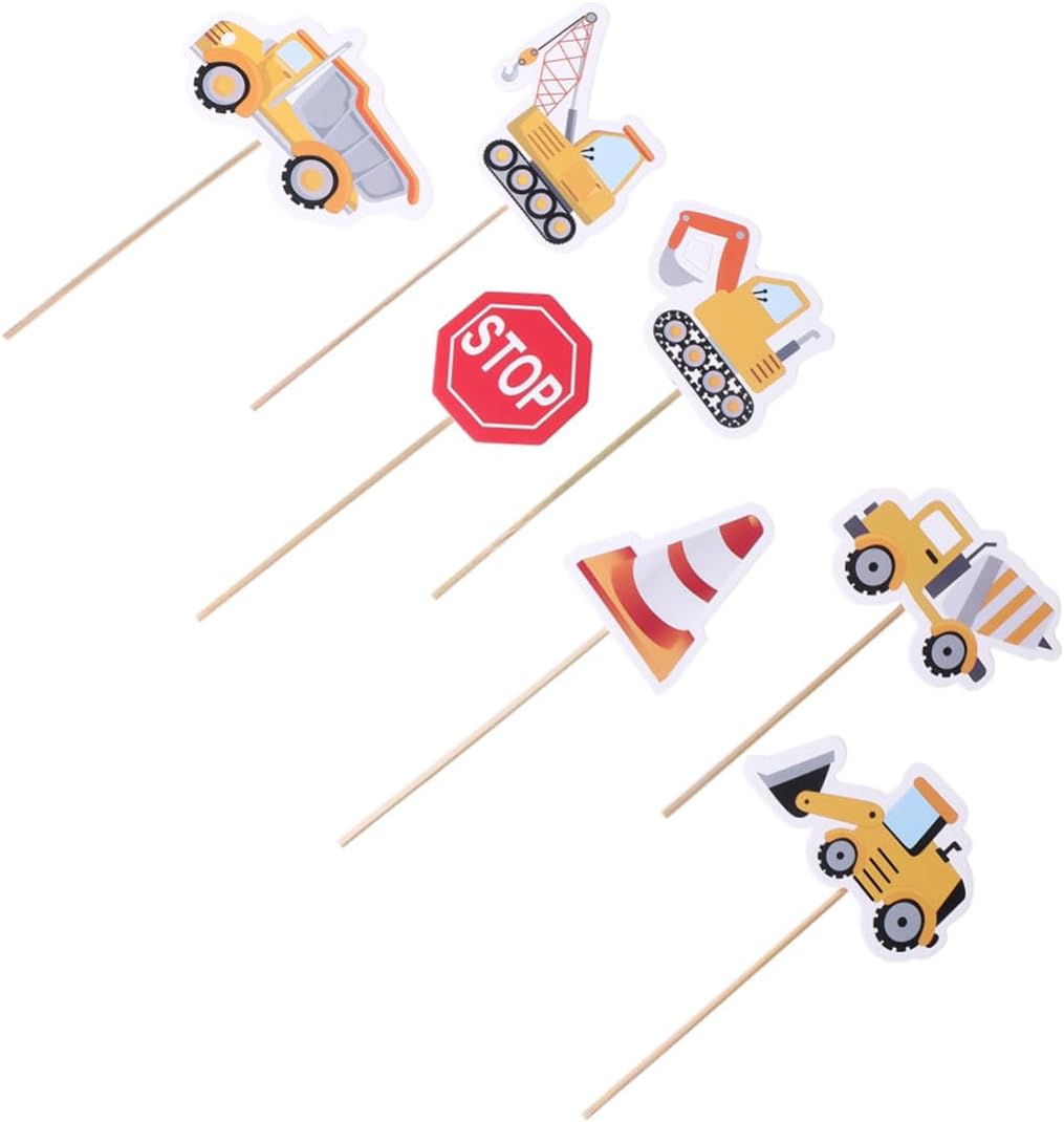 Cabilock Unique Dessert Toppers 28pcs Engineering Vehicle Cake Picks for Party Banquet Decor