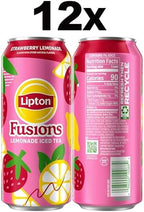 Lipton Fusions, Strawberry Lemonade & Iced Tea, 16 Fl Oz Cans (Pack of 12)