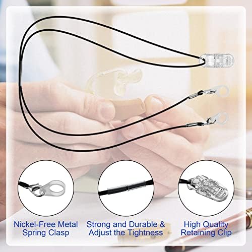 Flutesan 3 Pack Hearing Aid Anti Lost Clips with Lanyard, Secure Retention Cord Holder for Elderly, Lightweight Hearing Aid Safety Clip Accessories for Amplifiers