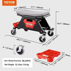 VEVOR Mechanic Stool 300 LBS Capacity Garage Stool Gift for Men, Heavy Duty Rolling Mechanics Seat, with Three Slide Out Tool Trays and Drawer, Tools for Automotive Auto Repair