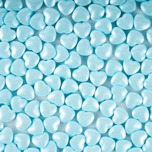 Kasvan Blue Heart Shapes Sprinkles - Edible Candy Pearls 130g/4.58 Oz, Mix Size, Baking Cake Decorations, Ice Cream Toppings and Cookie Decorating, Wedding Party Chirstmas Supplies (Blue)