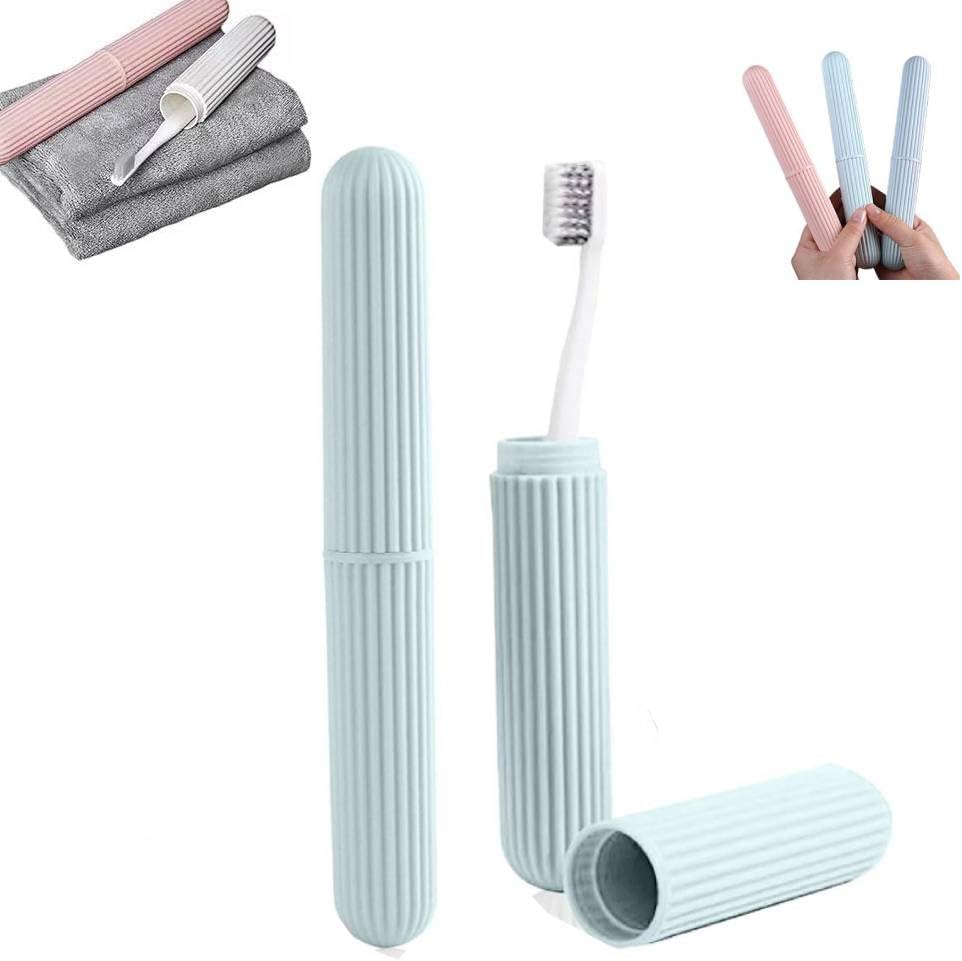 Portable Toothbrush Box, Toothbrush Containers with Lid Protective Holder Cover Storage For Case, For Outdoor Traveling Camping Dust Proof Toothbrus-h Box Accessories Pink/Green