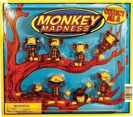 Generic Monkey Madness Cake Topper Figures Large Plastic Monkey Figurines Set of 8 (2 Inch Size Monkey Figures)