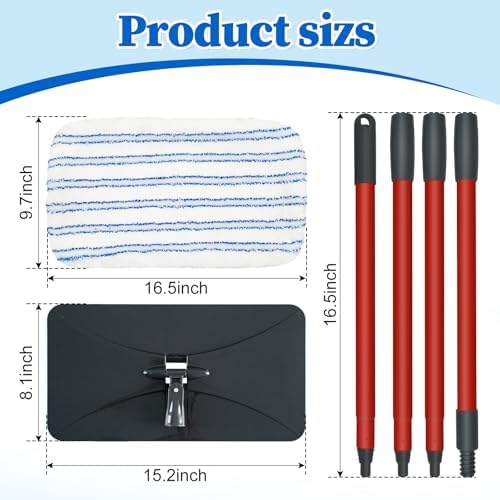 Microfiber Flat Mops for Floor Cleaning Ocedar Hardwood Floor 'N More Mop, Large Surface Dust Flat Mop with 2 Reusable Pads & 1 Extendable Handle, Washable Hardwood Floors Mopping to Dry and Wet Clean