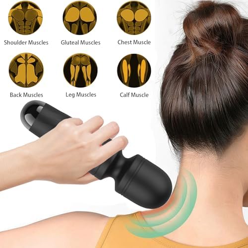 Rechargeable Mini Personal Massager with 10 Quiet Vibration Modes Cordless Handheld Massager for Neck Shoulder Back Body（Black）