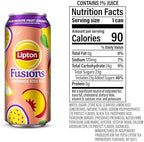 Lipton Fusions, Peach Passion Fruit Lemonade Iced Tea, 16 Fl Oz Cans (Pack of 12)