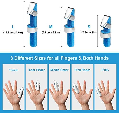 Trigger Finger Splint Brace for Thumb Index Middle Ring Pinky, Metal Foam Broken Dislocated Finger Stabilizer, Aluminum Bendable Curved Mallet Wrap for Arthritis Pain Tendon Injury Immobilizer Knuckle