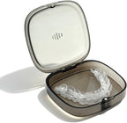 Transparent Slim Retainer Case, Stylish Small Aligner Box, Thin Night Guard Container with Vent Holes, Portable Retainer Holder Compatible with Invisalign(Clear Black)