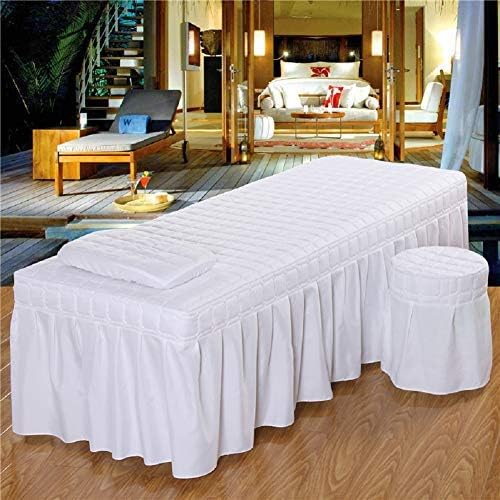 3pcs Set Beauty Salon Massage Table Bed Sheet Skirt SPA Bedspread Full Cover with Pillowcase, Stool Cover…