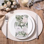 RUSPEPA 50 Pack White Flower on Black Backgroud Guest Napkins - 3 Ply Disposable Seasonal Paper Napkin Dinner Hand Napkins Decorative for Home Kitchen, Bathroom，Party - 13 x 15 Inches