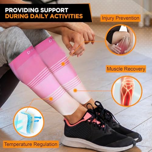 Doc Miller Calf Compression Sleeve for Men & Women – 20–30 mmHg Graduated Compression, Footless Compression Socks Alternative for Running, Shin Splints, Swelling, Varicose Veins –Calf Support, 1 Pair