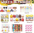 Farm Animals Birthday Party Favors Set 82 PCS Barnyard Animal Masks Sticker Keychains Straw Slap wristbands Rubber Pigs Gift for Kids Birthday Party Baby Shower Goodie Bag Filles Supplies