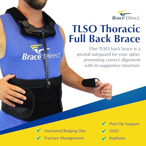 TLSO Thoracic Full Back Brace - PDAC L0464 Pain Relief and Straightener for Fractures, Post Op, Herniated Disc, Spinal Trauma, Mild Scoliosis