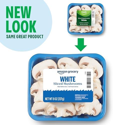 Amazon Grocery, Sliced White Mushrooms, 8 Oz