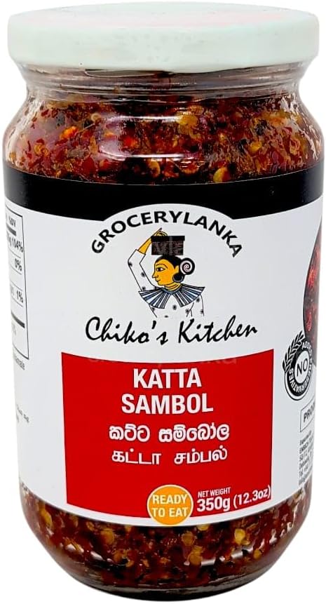 Katta Sambol 350g (12.3oz) by Chiko's Kitchen, Ready to Eat Sri Lankan Spicy Condiment with Maldive fish