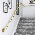JLXJ 1.5ft-13ft Gold Handrail with Complete Kit, Non-Slip Stair Grab Bars Handrails, Loft Corridor Wall Banister for Elderly Disabled Children (Size : 1m(3.2ft))