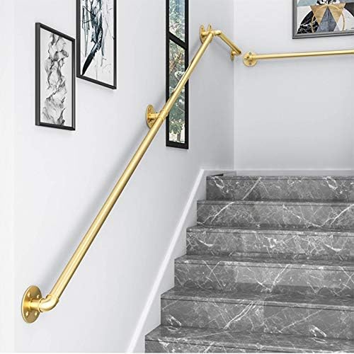 JLXJ 1.5ft-13ft Gold Handrail with Complete Kit, Non-Slip Stair Grab Bars Handrails, Loft Corridor Wall Banister for Elderly Disabled Children (Size : 0.5m(1.5ft))