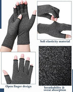 SATINIOR 5 Pairs Arthritis Compression Gloves Fingerless Compression Glove Pain Relief Glove for Arthritis Men Women(Large)