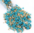 Teal Sprinkles for Cake Decorating 4.23ounce - Sparkle Pearl Sprinkles for Cupcake Toppers, Ice Cream, Candy, Cookie Decorations - Bright Gold Sprinkles for Princess Bridal Shower Wedding Party