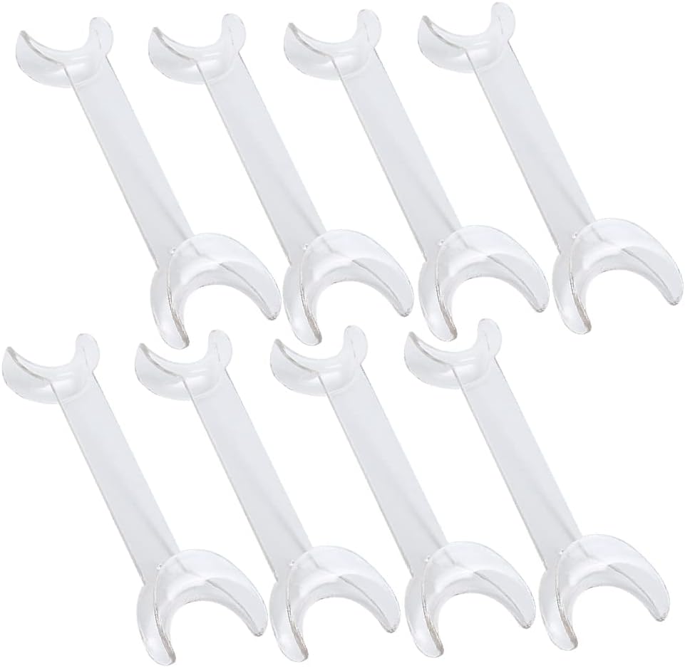 Angzhili 8 Pcs Dental Intraoral Cheek Lip Retractor,Cheek Retractors Opener Mouth Opener,Double Head T-Shape Dental Orthodontic Tool Surgical Retractor (Small, Clear)