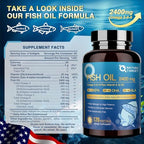 NATURE TARGET Triple Omega 3 6 9, Fish Oil 2400mg Softgels with Vitamin D3 & E - EPA & DHA & ALA - Supports Heart, Brain, Joint & Immune Health, Sustainably Sourced, Non-GMO