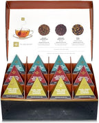 Teabloom Classic Black Teas – Organic Assortment with 12 Plant-Based Pyramid Sachets, Earl Grey, Darjeeling & English Breakfast, Elegant Presentation Box for Tea Enthusiasts