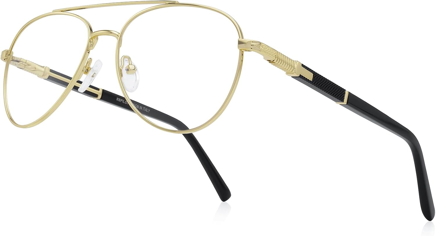 Classic Aviator Reading Glasses for Men Women Light Blocking Computer Readers Spring Hinge Metal Frame Acetate Legs