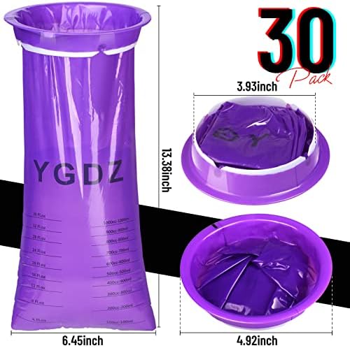 YGDZ 30 Pack Purple Disposable Emesis Bags for Travel, Motion Sickness, Aircraft, Car - Barf Bags
