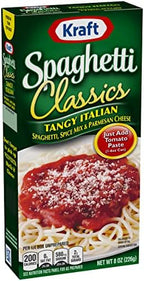 Kraft Spaghetti Classics Tangy Italian Easy Pasta Meal with Spaghetti, Spice Mix & Parmesan Cheese, 8 oz (Pack of 3)