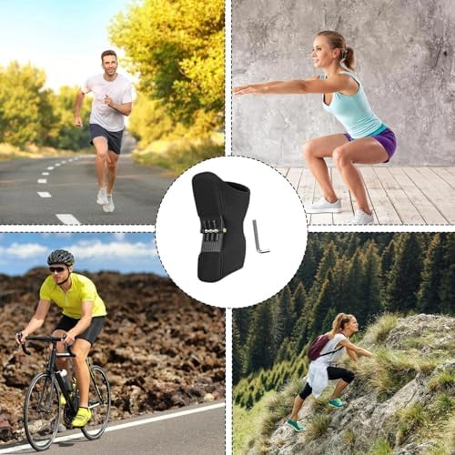 Joint Power Support Knee Brace with 4 Springs, Ergonomic Knee Stabilizer Pad, Inspired Lift Brace, Adjustable Knee Stabilizer Pads,Pain Relief (2 Pack)